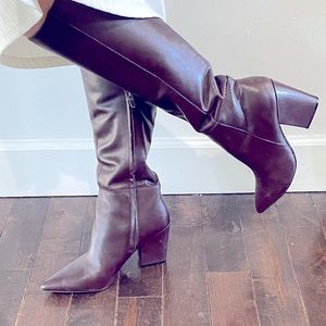 Nine West| Knee High Leather Boots with Heel